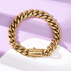 304 Stainless Steel Cuban Link Chains Bracelets for Unisex&nbsp;BJEW-K283-02C-G