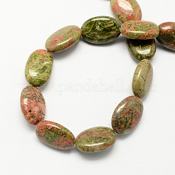 Flat Oval Gemstone Natural Unakite Stone Beads Strands&nbsp;G-S113-16