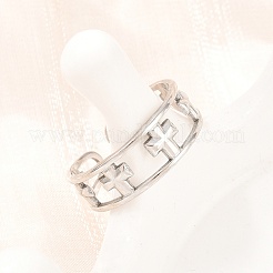 304 Stainless Steel Cuff Open Rings for Women&nbsp;RJEW-A102-06P