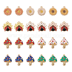 50Pcs 10 Style Rack Plating Alloy Enamel Pendants&nbsp;ENAM-SW0001-02