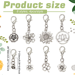 Flower Tibetan Style Alloy Pendant Decorations&nbsp;HJEW-AB00683