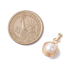 Natural Cultured Freshwater Pearl Copper Wire Wrapped Pendants&nbsp;PALLOY-JF02719