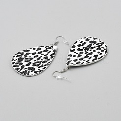 Artificial Leather Teardrop Dangle Earrings&nbsp;EJEW-WH0817-003B