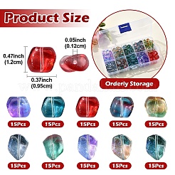 150Pcs 10 Colors Baking Paint Transparent Glass Beads&nbsp;DGLA-YW0001-38