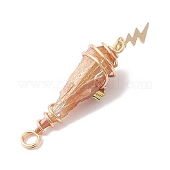 3Pcs 3 Styles Electroplated Natural Quartz Crystal Copper Wire Wrapped Pendants&nbsp;PALLOY-JF02586-07