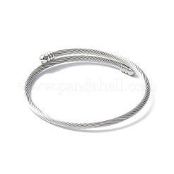 304 Stainless Steel Open Cuff Bangle with Oval Beaded&nbsp;X1-BJEW-C031-01P