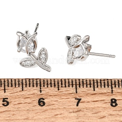 Brass Micro Pave Cubic Zirconia Stud Earrings&nbsp;KK-CBA8324-19P-01