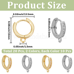 20Pcs 2 Colors Brass Huggie Hoop Earring Findings&nbsp;KK-CN0003-38