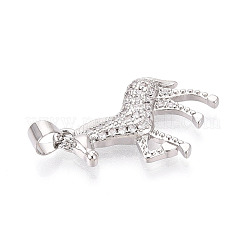 Brass Micro Pave Clear Cubic Zirconia Pendants&nbsp;KK-T080-11P