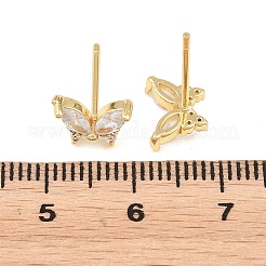 Brass Micro Pave Cubic Zirconia Stud Earrings for Women&nbsp;KK-A305-06G-01