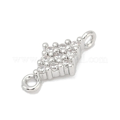 Brass Micro Pave Clear Cubic Zirconia Connector Charms&nbsp;LS-KK-Z094-08P-03