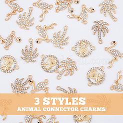 60Pcs 3 Styles Summer Theme Alloy Crystal Rhinestone Connector Charms&nbsp;ALRI-DC0001-02