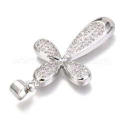 Brass Micro Pave Clear Cubic Zirconia Pendants&nbsp;ZIRC-O038-09P