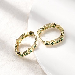 Brass Micro Pave Cubic Zirconia Hoop Earrings&nbsp;EJEW-P322-02G