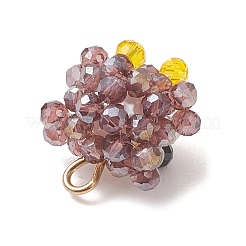 Faceted Round Natural Black Spinel and Glass Beaded Animal Pendants&nbsp;PALLOY-MZ01178-01