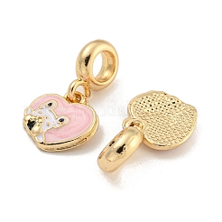 Rack Plating Alloy Enamel Heart with Dog European Dangle Charms&nbsp;FIND-B034-50G