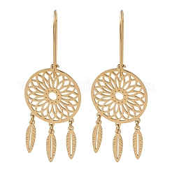 Flat Round 304 Stainless Steel Hoop Earrings&nbsp;EJEW-G453-01G