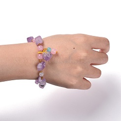 Nuggets Natural Amethyst Stretch Beaded Bracelets&nbsp;BJEW-H546-01