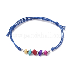 7Pcs Dyed Natural Turquoise Chips Braided Bead Bracelets&nbsp;BJEW-JB09870