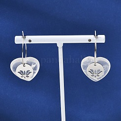 Natural Quartz Crystal & 304 Stainless Steel Hoop Earrings for Women&nbsp;EJEW-G475-02P-01