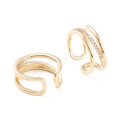 Brass Micro Pave Clear Cubic Zirconia Cuff Rings&nbsp;RJEW-F102-04G