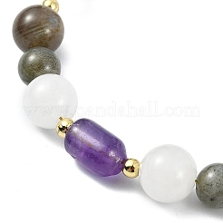 Natural Labradorite &  Amethyst & White Jade Beaded Bracelets for Women&nbsp;BJEW-JB13619