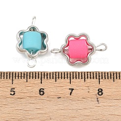 CCB Plastic Frame with Polymer Clay Beads Flower Links Connector Charms&nbsp;KK-D103-02P