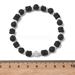 Natural Lava Rock & Non-magnetic Synthetic Hematite Beaded Stretch Bracelets for Women Men&nbsp;BJEW-JB13710