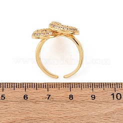 Adjustable Brass Micro Pave Cubic Zirconia Cuff Rings for Women&nbsp;RJEW-B139-08G-03