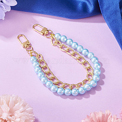 ABS Plastic Imitation Pearl and Aluminium Curb Chains Bag Extender Chains&nbsp;HJEW-TAC0073