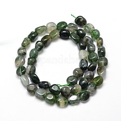 Natural Moss Agate Nuggets Beads Strands&nbsp;G-J335-06