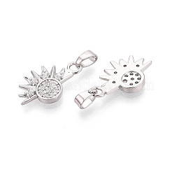 Brass Micro Pave Clear Cubic Zirconia Charms&nbsp;KK-N259-17P