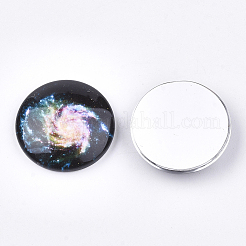 Starry Sky Pattern Printed Glass Cabochons&nbsp;GGLA-N004-25mm-D79