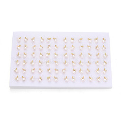 Brass Micro Pave Clear Cubic Zirconia Stud Earrings&nbsp;PEAR-N020-WX11