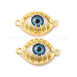 Evil Eye Resin Brass Connector Charms&nbsp;RESI-E026-01G-02