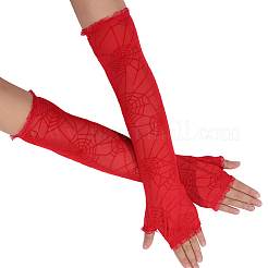 Spider Web Polyester & Spandex Long Fingerless Gloves for Women&nbsp;AJEW-WH20007-89B