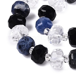Natural Obsidian & Sodalite & Quartz Crystal Beads Strands&nbsp;G-Q614-03A-04