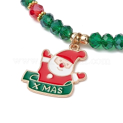 5Pcs Christmas Theme Glass Beaded Stretch Bracelets&nbsp;BJEW-JB11184