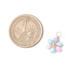 Dyed Natural Freshwater Shell Copper Wire Wrapped Flower Pendants&nbsp;PALLOY-JF03768-01