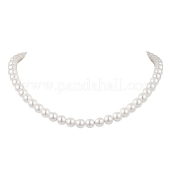 8MM Round White Shell Pearl Beaded Necklaces&nbsp;NJEW-JN05700