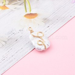 Natural Baroque Pearl Keshi Pearl Pendants&nbsp;PALLOY-JF00672-01