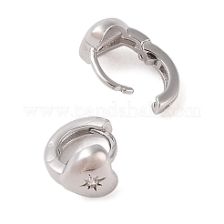 Brass with Clear Cubic Zirconia Hoop Earring&nbsp;LS-EJEW-Q385-03P
