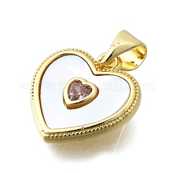 Brass Micro Pave Cubic Zirconia Heart Charms&nbsp;KK-V010-21G