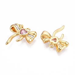 Brass Pave Clear Cubic Zirconia Pendants&nbsp;KK-T073-01G