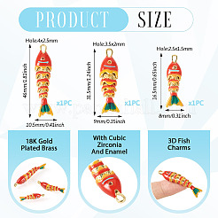 3Pcs 3 Styles Rack Plating Brass Pendants&nbsp;KK-TA0008-61A