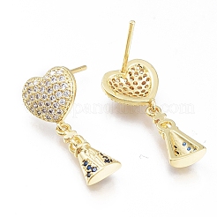 Brass Micro Pave Cubic Zirconia Dangle Stud Earrings&nbsp;EJEW-G279-04G