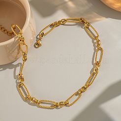 304 Stainless Steel Handcrafted Polished Oval Link Chain Necklaces for Women&nbsp;DS9508