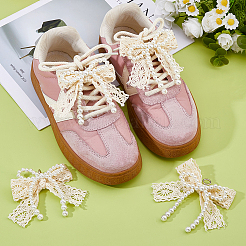 4Pcs Bowknot Polyester & ABS Plastic Imitation Pearl Shoe Charms&nbsp;AJEW-DC0001-97