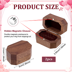Octagon Wooden Ring Magnetic Boxes&nbsp;CON-WH0107-123C