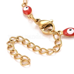 Enamel Horse Eye Link Chains Bracelet&nbsp;BJEW-P271-05G-02